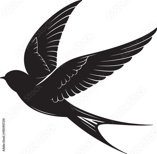 Swallow silhouette vector art and illustration design.