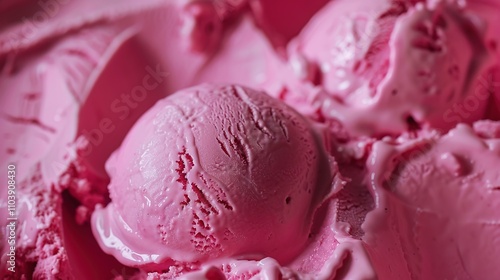 Pink Dessert Delight - Fresh Strawberry Ice Cream on Display. A delectable and vibrant visual showcasing the charm of strawberry ice cream against a pink background.