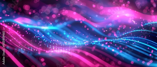 Abstract Neon Wave Lines Digital Wallpaper: Futuristic Technology Background