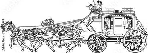 skeletal old Western stagecoach diligence