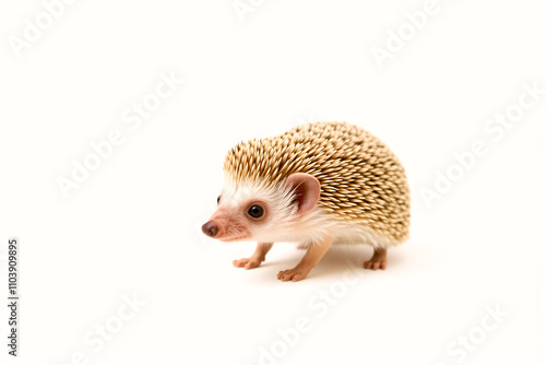 Small hedgehog on a soft cream background photo