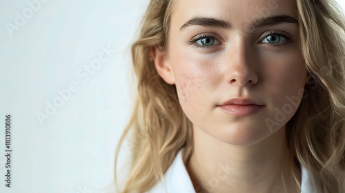 Young Woman with Natural Beauty and Soft Features Portrait