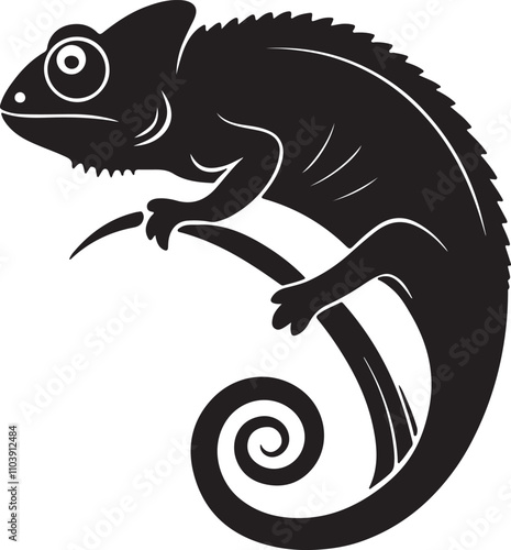 Chameleon silhouette vector art and illustration design.