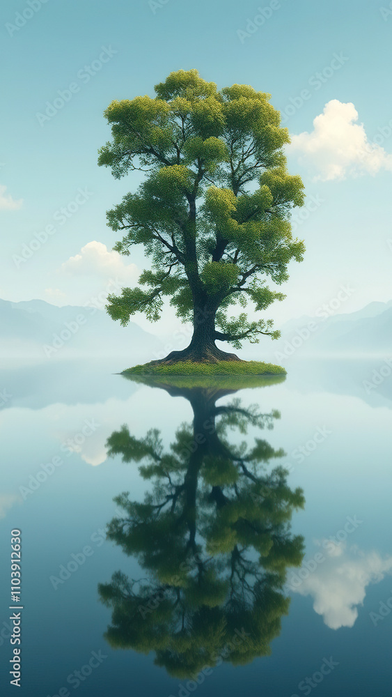 tree reflection in water surface of calm river, serene atmosphere, scenic views, reflection art, reflective tree silhouettes, water body tree reflection in water surface of calm river, serene atmosphere, scenic views, reflection art, reflective tree silhouettes, water body