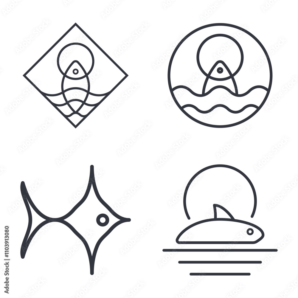 Obraz premium Fish Logo Template Icon