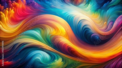 Vibrant Abstract Colorful Gradient Waves Oil Painting for Artistic Wallpaper Background and Home Decor Inspiration