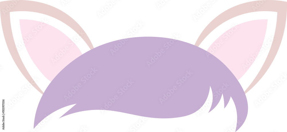 A cartoonish head with a pinkish purple hair and pinkish purple ears A cartoonish head with a pinkish purple hair and pinkish purple ears