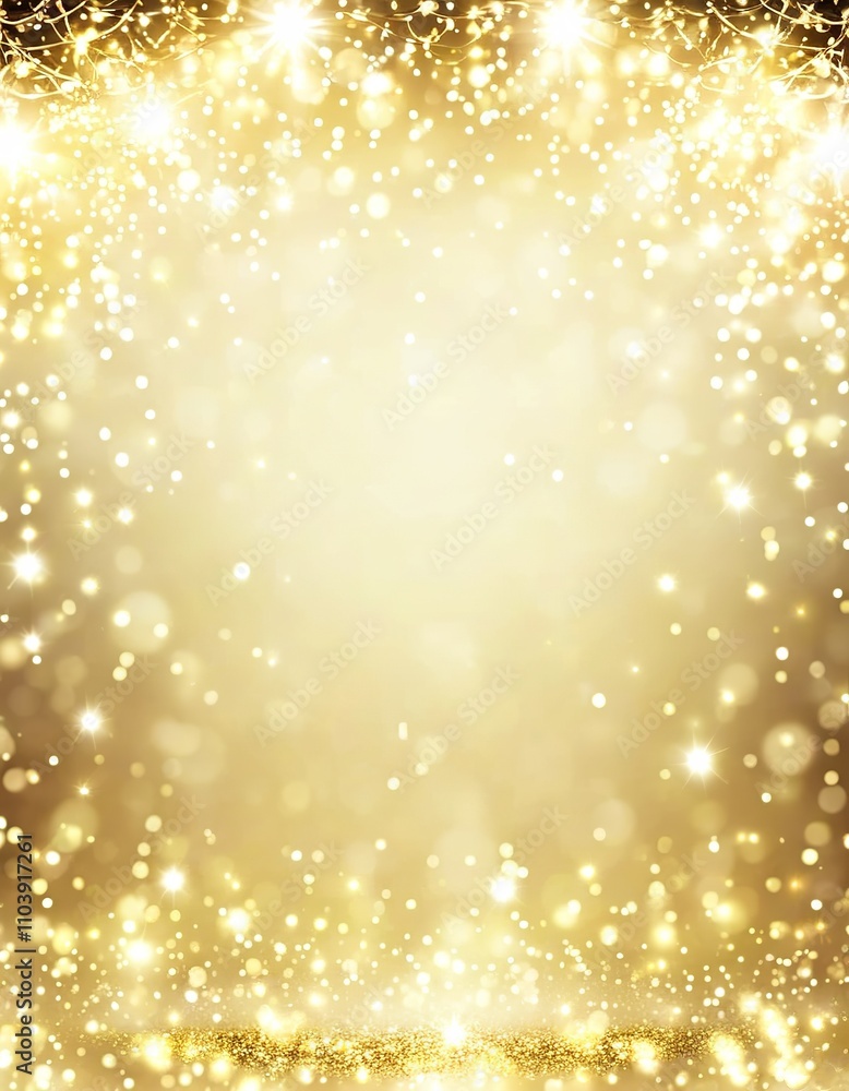 Gold glitter and bokeh background. Created with generative AI technology Gold glitter and bokeh background. Created with generative AI technology