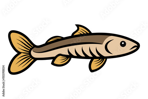 Cute Polypterus Ornatipinnis Bichir Fish Icon.