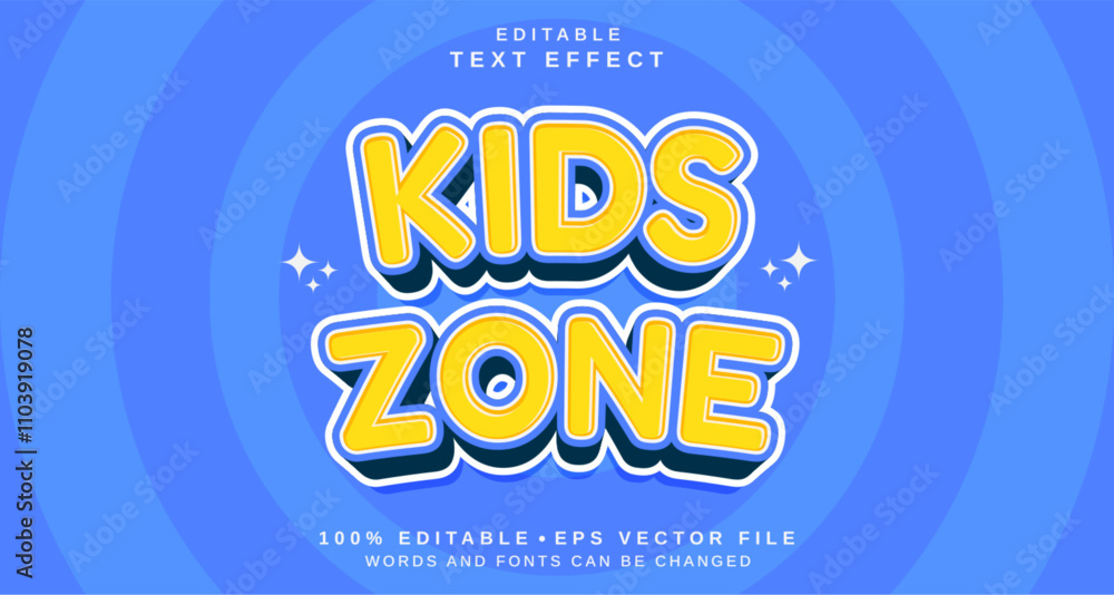 Editable text style effect - Kids Zone text style theme. Editable text style effect - Kids Zone text style theme.