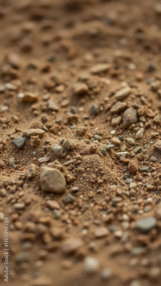 Shallow depth of field image showcasing a variety of earthy dirt textures such as sand, clay, and gravel, earthy, gravel Shallow depth of field image showcasing a variety of earthy dirt textures such as sand, clay, and gravel, earthy, gravel