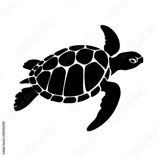 turtle on the water, Turtle silhouette vector black color and white background