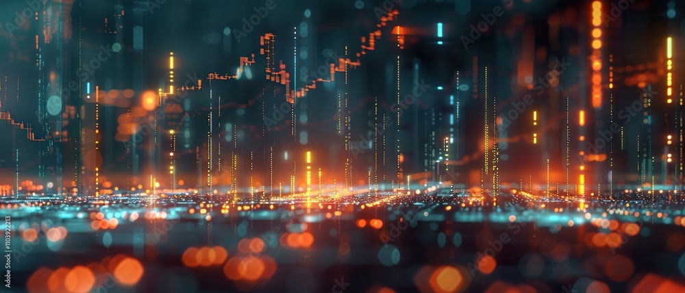 Fototapeta premium Abstract 3D Stock Graph Illustration: Upward Trends in High-Tech Financial Environment