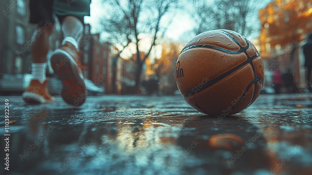 Rainy Day Basketball on a City Street: A Wet Urban Sports Scene Rainy Day Basketball on a City Street: A Wet Urban Sports Scene