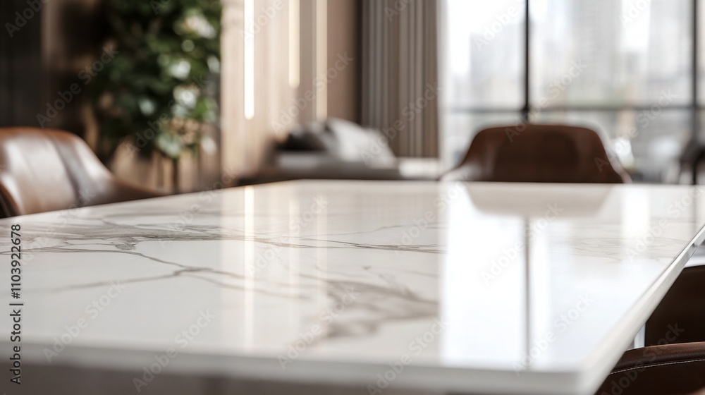 rectangular marble table surface, white with gray veining, sleek and glossy rectangular marble table surface, white with gray veining, sleek and glossy