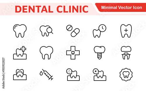 Dental Icon Set. A comprehensive collection of vibrant and professional icons for dental practices, perfect for patient communication to promote oral health awareness.