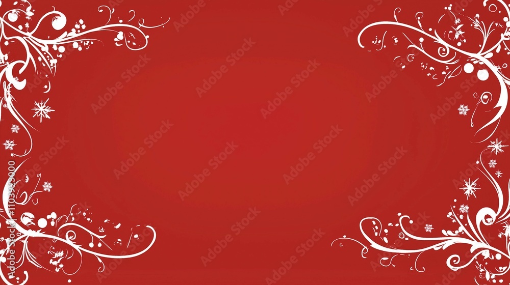 Christmas frame,white pattern,red background,top view,copy space,banner,new year holiday concept Christmas frame,white pattern,red background,top view,copy space,banner,new year holiday concept