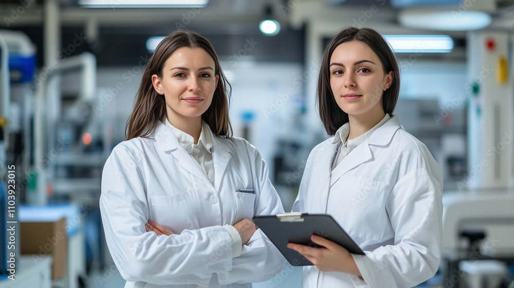 Female Medical Specialists in Modern Healthcare Facility Collaboration Female Medical Specialists in Modern Healthcare Facility Collaboration