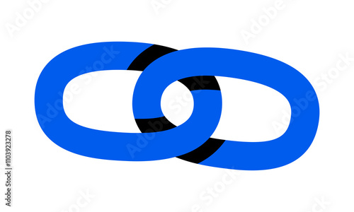 Hand drawn cute cartoon illustration of two connected links. Flat vector chain in doodle style. Slavery or habit icon or print. Network connection concept. Url hyperlink. Cooperation sign. Isolated.