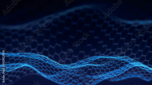 Futuristic hexagon background. Futuristic honeycomb concept. Particle wave. Geometric background. Abstract 3d vector illustration.