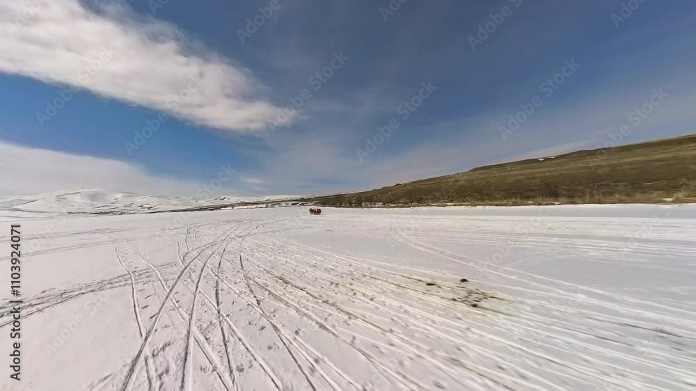 Cildir lake in winter, frozen, Kars Turkey, 360 camera footage Cildir lake in winter, frozen, Kars Turkey, 360 camera footage