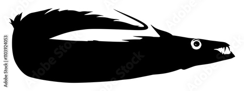 Silhouette of the Cutlass Fish, Flat Style, can use for Logo Gram, Art Illustration, Pictogram, or Graphic Design Element. Format PNG