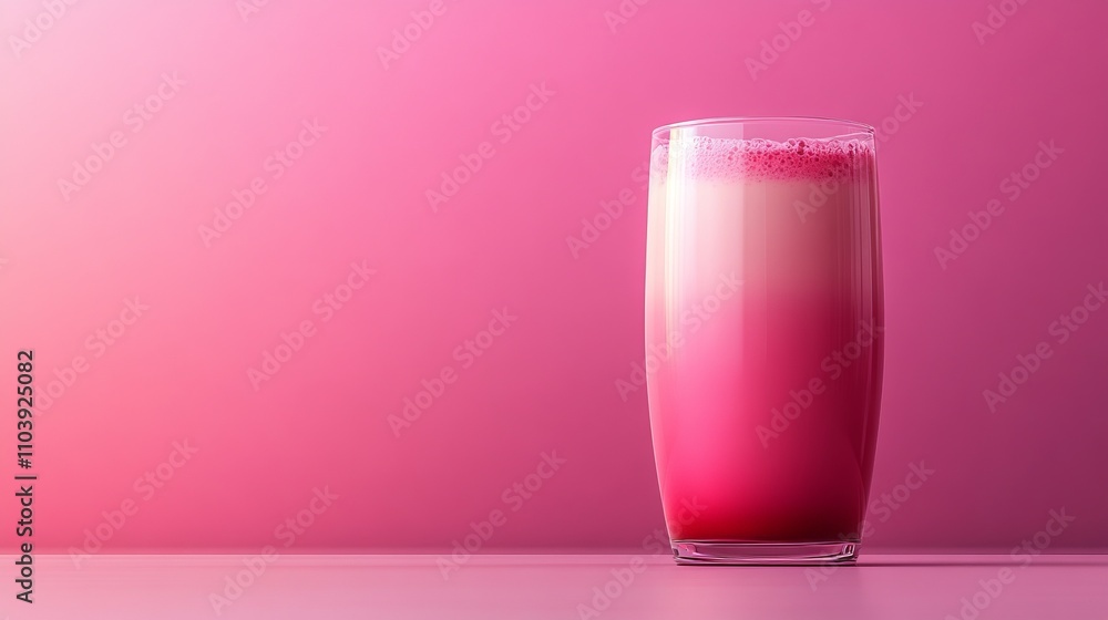 A Vibrant Pink Smoothie in a Glass, A Refreshing Summer Treat A Vibrant Pink Smoothie in a Glass, A Refreshing Summer Treat