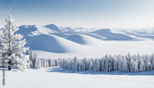 Snow landscape isolated on white background