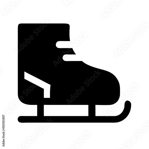 Good icon of an ice skate in black silhouette.
