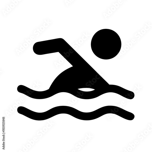 Good icon of a swimmer in water with arm extended.
