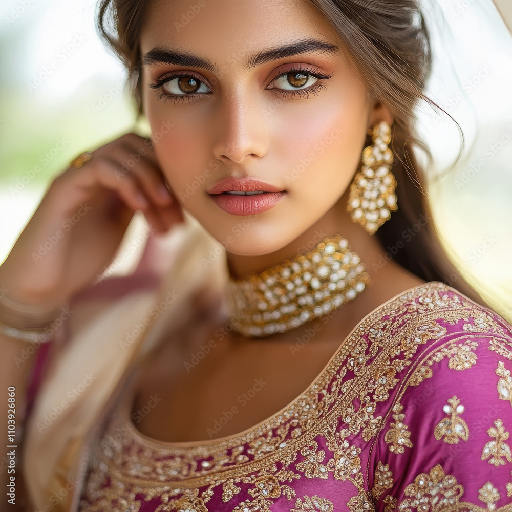 young beautiful indian woman wearing pink lehanga young beautiful indian woman wearing pink lehanga