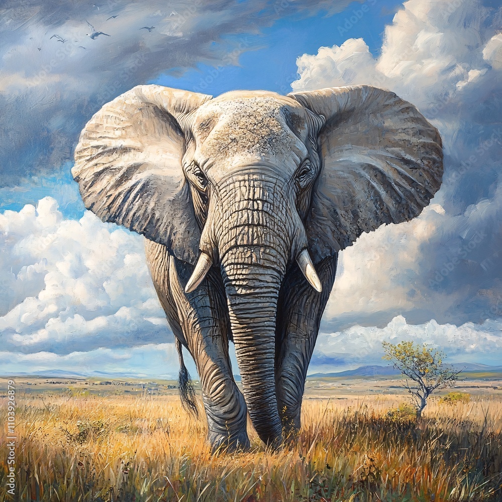 Naklejka premium elephant in the savannah