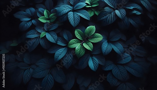 Dark Green Leaves Background: Textured Foliage with Bright Green Accents for Nature-Inspired Designs.