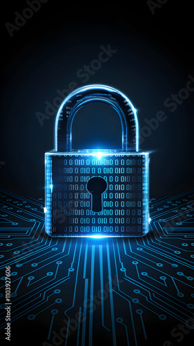 Wallpaper Mural Digital padlock on blue circuit background, symbolizing strong digital protection Vertical Mobile Wallpaper Torontodigital.ca