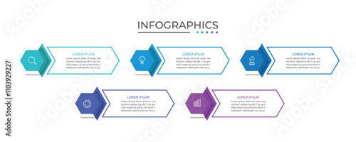 Presentation business infographic template with 5 options. Vector illustration.