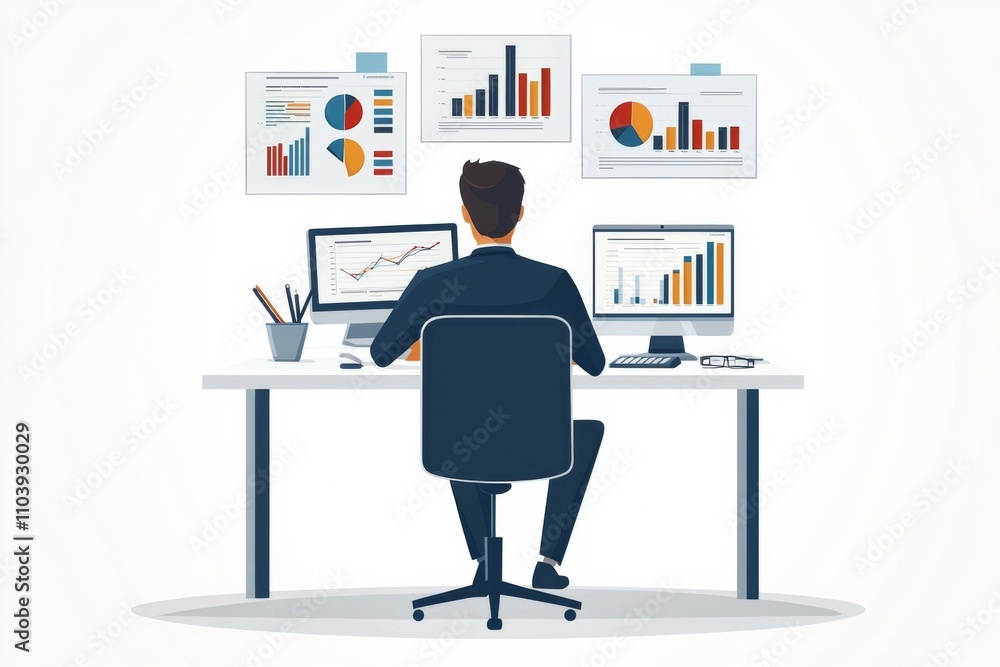 Conceptual flat business illustration on isolated white background Conceptual flat business illustration on isolated white background