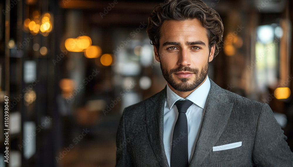 Confident businessman in suit looking at camera smiling generated by AI Confident businessman in suit looking at camera smiling generated by AI