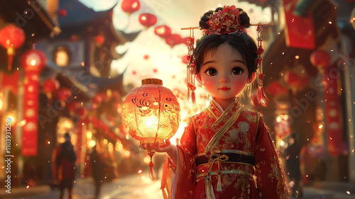 Chinese New Year Celebration: Welcoming the Lunar New Year with Dragon Dances, Red Envelopes, Lanterns, and Traditional Chinese Customs for Prosperity and Good Luck.