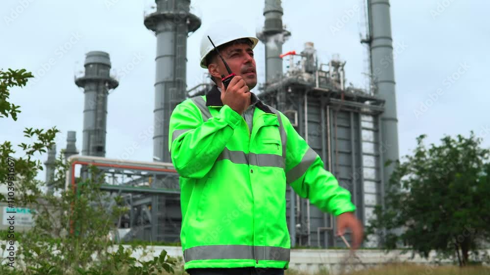worker in factory with outdoor on Co-generator power plant worker in factory with outdoor on Co-generator power plant