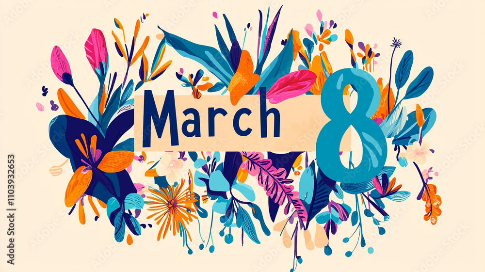Fototapeta premium International Women's Day Celebration: Honoring Women’s Achievements, Empowering Females, and Promoting Gender Equality with Flowers, Love, and Appreciation on March 8th.