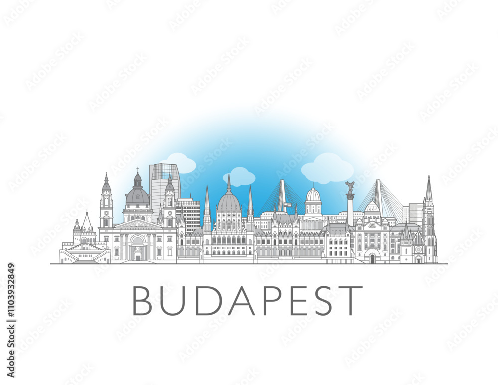 Obraz premium Budapest skyline cityscape vector illustration