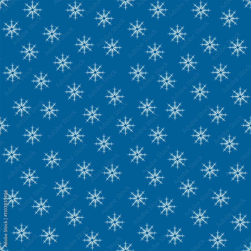 Seamless pattern with magic light blue snowflakes on dark blue background. Vector image. Seamless pattern with magic light blue snowflakes on dark blue background. Vector image.