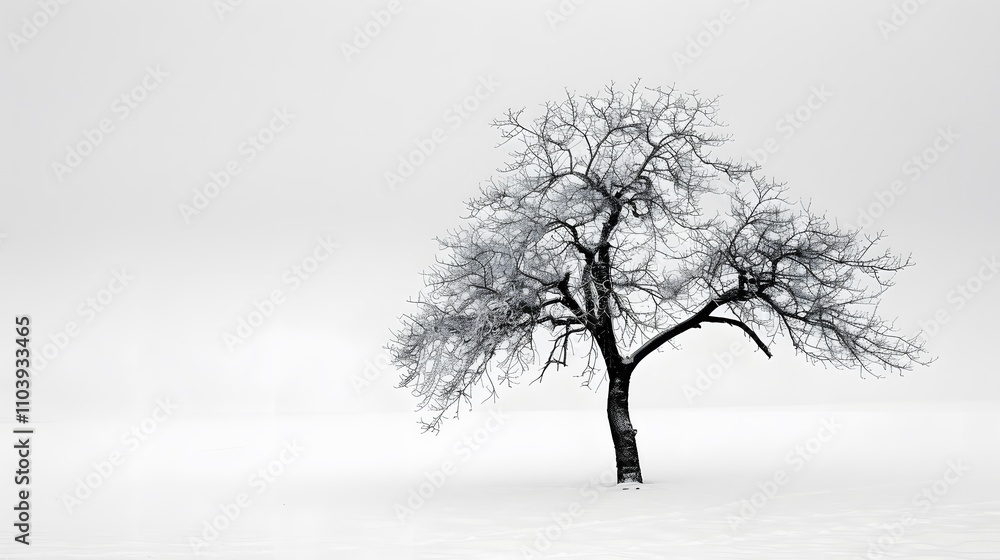 Lone Winter Tree in Snowy Landscape Lone Winter Tree in Snowy Landscape