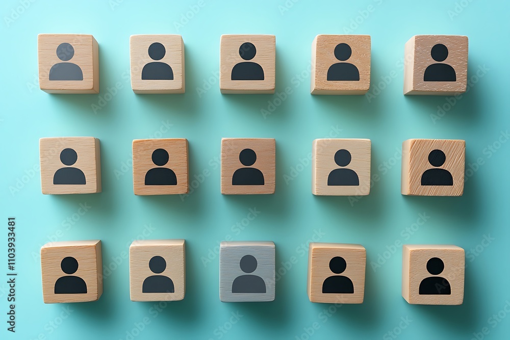 Minimalist Wooden Block Network Connection Flat Lay Minimalist Wooden Block Network Connection Flat Lay