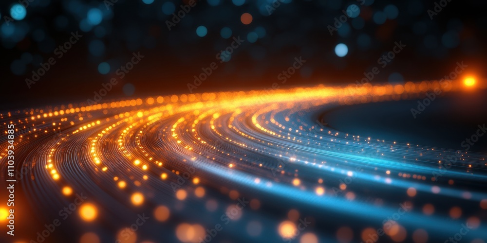 Vibrant Motion of Light Trails in Blue and Orange Glow on Dark Background Vibrant Motion of Light Trails in Blue and Orange Glow on Dark Background