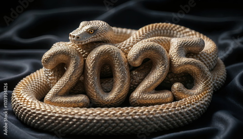 Golden Snake Coiled Around 