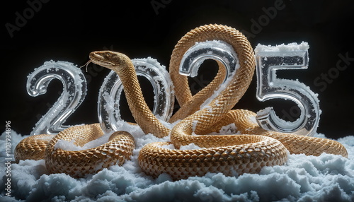 Golden Snake Coiled Around 