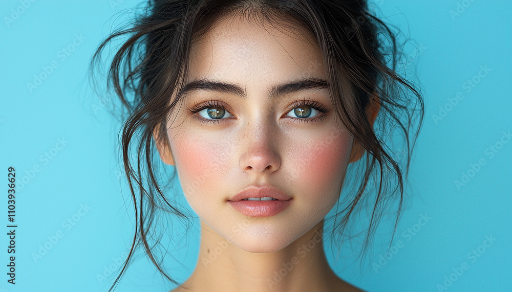 Beautiful caucasian woman with long brown hair looking confident generated by AI Beautiful caucasian woman with long brown hair looking confident generated by AI
