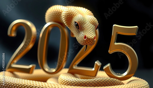 Golden Snake Coiled Around 