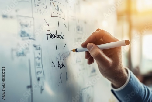 Facebook Ads Strategy Planning on Whiteboard